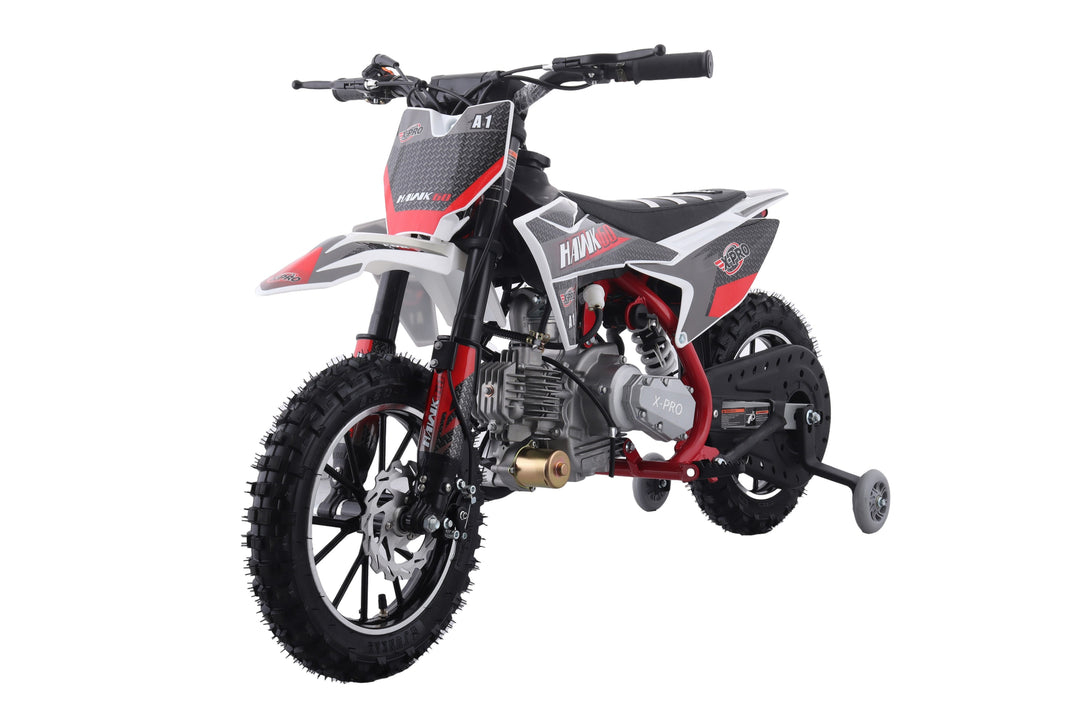 Free Shipping! X-PRO Hawk 60 Dirt Bike with CVT Transmission, Electric start, Disc Brake! 10in Wheels! With Free Training Wheels!