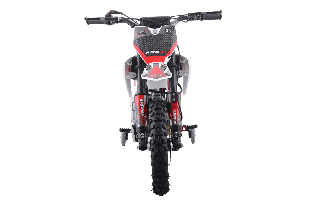 Free Shipping! X-PRO Hawk 60 Dirt Bike with CVT Transmission, Electric start, Disc Brake! 10in Wheels! With Free Training Wheels!