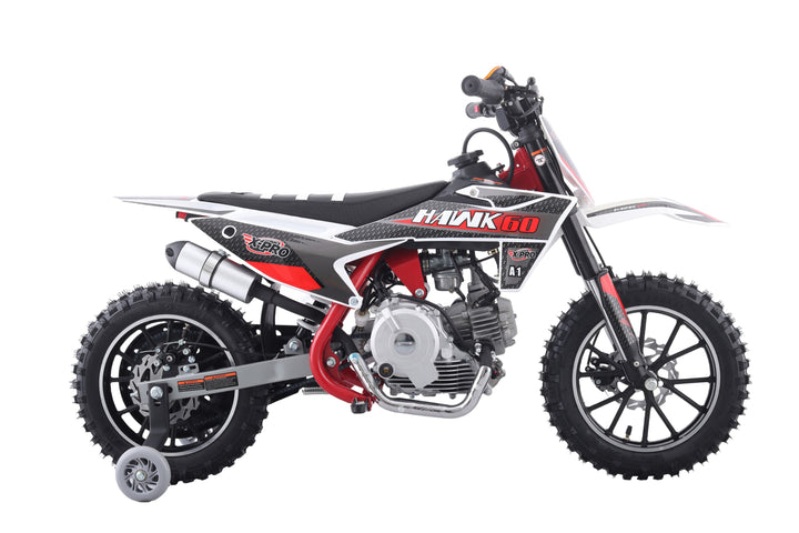 Free Shipping! X-PRO Hawk 60 Dirt Bike with CVT Transmission, Electric start, Disc Brake! 10in Wheels! With Free Training Wheels!