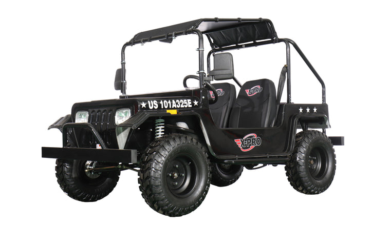 Free Shipping! X-PRO Ridge 200 Jeep with CVT Transmission w/Reverse! with Windshield &amp; Soft Top, 4-Wheel Disc Brakes, Big 20.5” Wheels!