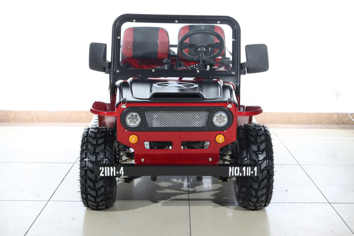 Free Shipping! X-PRO Ranger 150 Jeep Go Kart with 3-Speed Semi-Automatic Transmission w/Reverse, LED Headlights, With Windshield and Spare Tire, Big 18in Aluminium Rim Wheels!