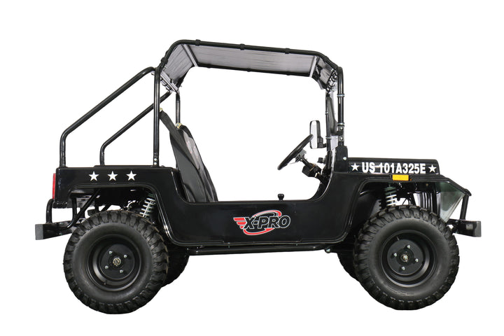 Free Shipping! X-PRO Ridge 200 Jeep with CVT Transmission w/Reverse! with Windshield &amp; Soft Top, 4-Wheel Disc Brakes, Big 20.5” Wheels!