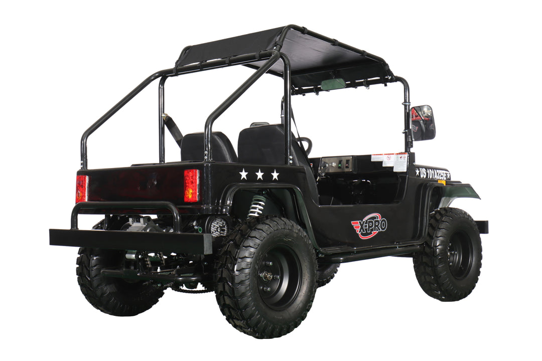 Free Shipping! X-PRO Ridge 200 Jeep with CVT Transmission w/Reverse! with Windshield &amp; Soft Top, 4-Wheel Disc Brakes, Big 20.5” Wheels!