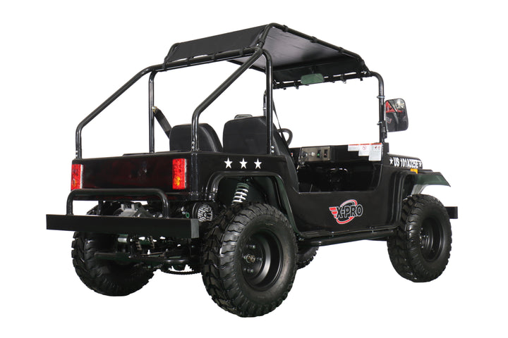 Free Shipping! X-PRO Ridge 200 Jeep with CVT Transmission w/Reverse! with Windshield &amp; Soft Top, 4-Wheel Disc Brakes, Big 20.5” Wheels!