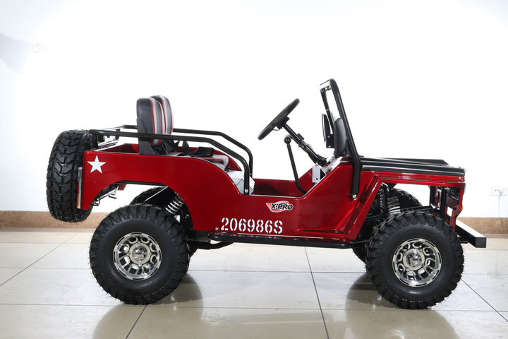 Free Shipping! X-PRO Ranger 150 Jeep Go Kart with 3-Speed Semi-Automatic Transmission w/Reverse, LED Headlights, With Windshield and Spare Tire, Big 18in Aluminium Rim Wheels!