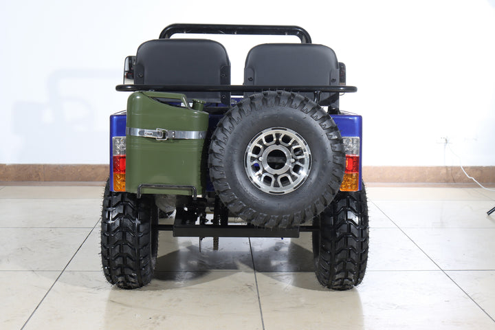 Free Shipping! X-PRO Ranger 150 Jeep Go Kart with 3-Speed Semi-Automatic Transmission w/Reverse, LED Headlights, With Windshield and Spare Tire, Big 18in Aluminium Rim Wheels!