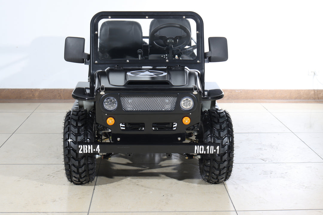 Free Shipping! X-PRO Ranger 150 Jeep Go Kart with 3-Speed Semi-Automatic Transmission w/Reverse, LED Headlights, With Windshield and Spare Tire, Big 18in Aluminium Rim Wheels!