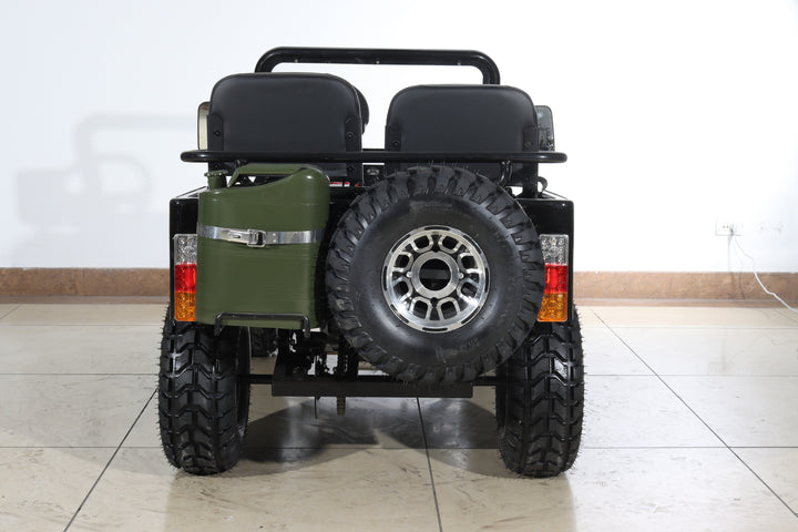 Free Shipping! X-PRO Ranger 150 Jeep Go Kart with 3-Speed Semi-Automatic Transmission w/Reverse, LED Headlights, With Windshield and Spare Tire, Big 18in Aluminium Rim Wheels!