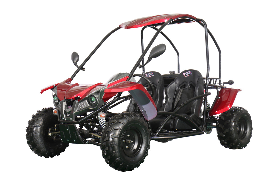 X-PRO Talon 125cc Go Kart with 3-Speed Semi-Automatic Transmission w/Reverse, LED Headlights, Big 18" Wheels! Hardtop Roof!
