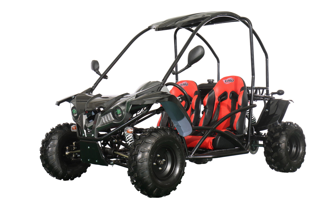 X-PRO Talon 125cc Go Kart with 3-Speed Semi-Automatic Transmission w/Reverse, LED Headlights, Big 18" Wheels! Hardtop Roof!