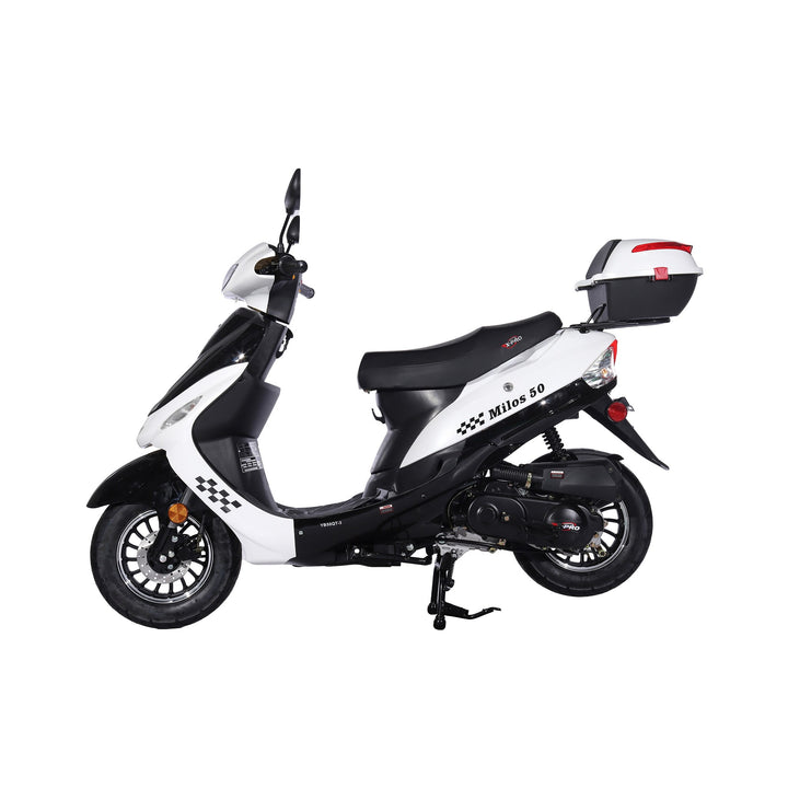 Free Shipping! X-PRO Milos 50cc Moped Scooter with 10in Aluminum Wheels, Rear Trunk, Electric/Kick Start! Large LED Headlight!
