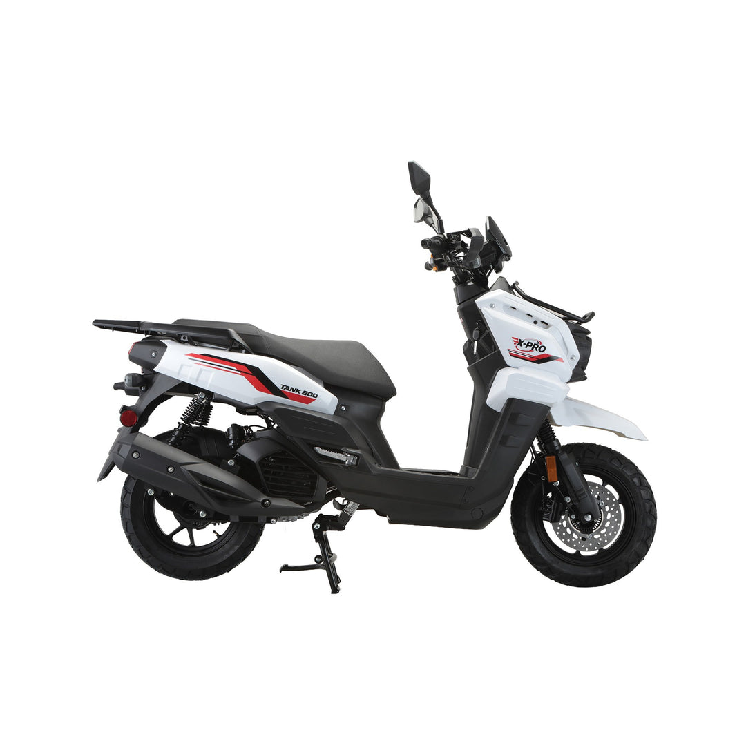 Free Shipping! X-PRO Tank 200 Moped Scooter with 12" Aluminum Wheels! Electric/Kick Start, LED Lights!