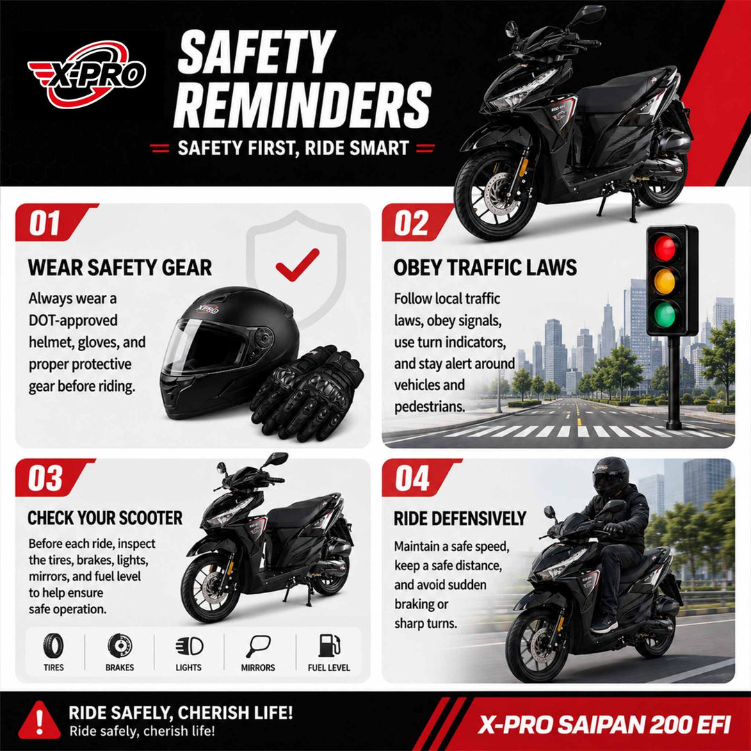 Free Shipping! X-PRO Saipan 200 EFI Electronic Fuel Injection Scooter with CVT Transmission, 14" Alloy Wheels, LED Headlights!