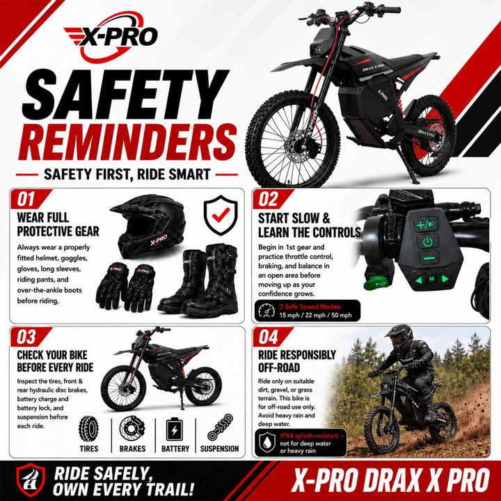 Free Shipping! X-PRO DRAX X PRO 6600W 72V/30AH Teens Adults Electric Dirt Bike with Front LED Light! 19"/17" Wheels!