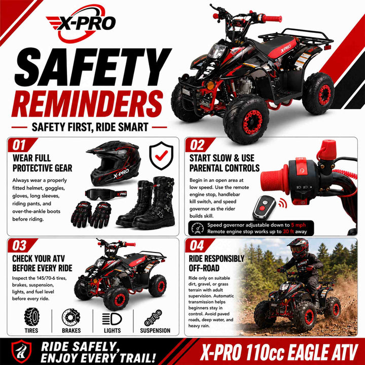 Free shipping! X-PRO 110cc  ATV with Automatic Transmission, with Remote Control! Rear Rack!