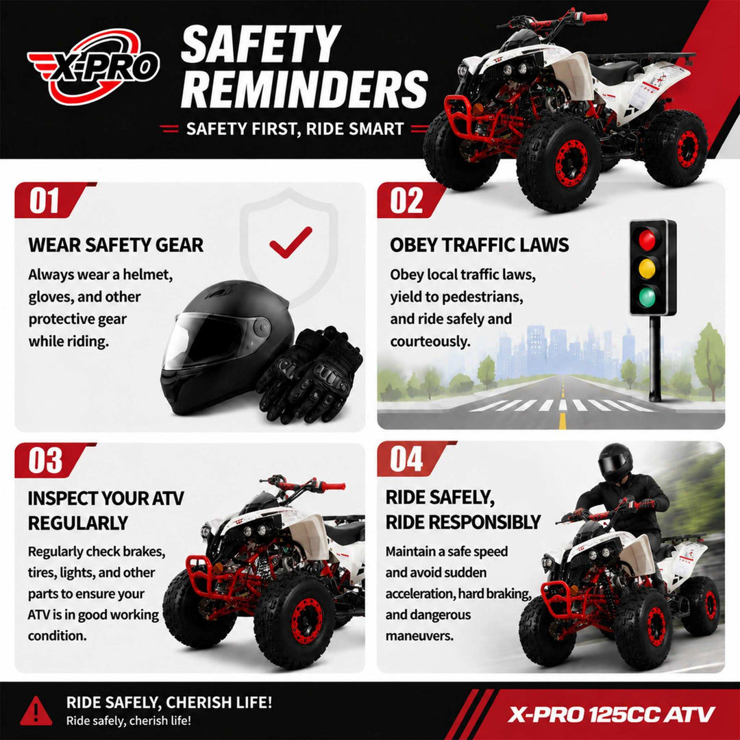 Free Shipping! X-PRO Storm 125cc ATV with Automatic Transmission w/Reverse, LED Headlights, Electric Start, Big 19in/18in Tires!