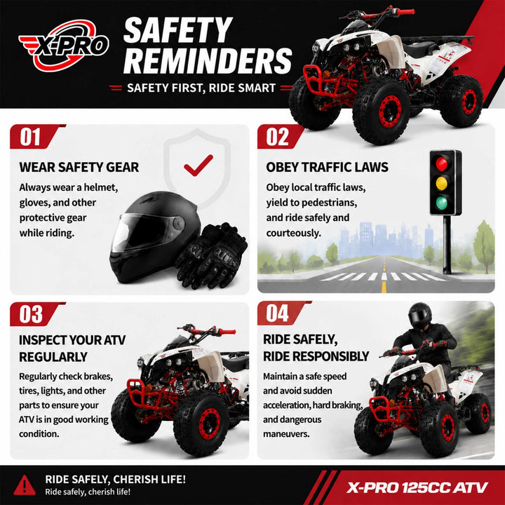 Free Shipping! X-PRO Storm 125cc ATV with Automatic Transmission w/Reverse, LED Headlights, Electric Start, Big 19in/18in Tires!