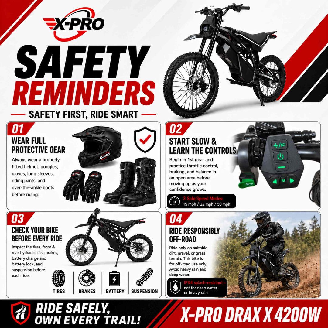 Free Shipping! X-PRO Drax X 4600W Electric Dirt Bike for Adults &amp; Teens - Powerful Brushless Motor,19"/17" Off-Road Tires, Dual Braking &amp;Suspension,LED Headlight,Heavy Duty Electric Dirt Bike for All Terrain