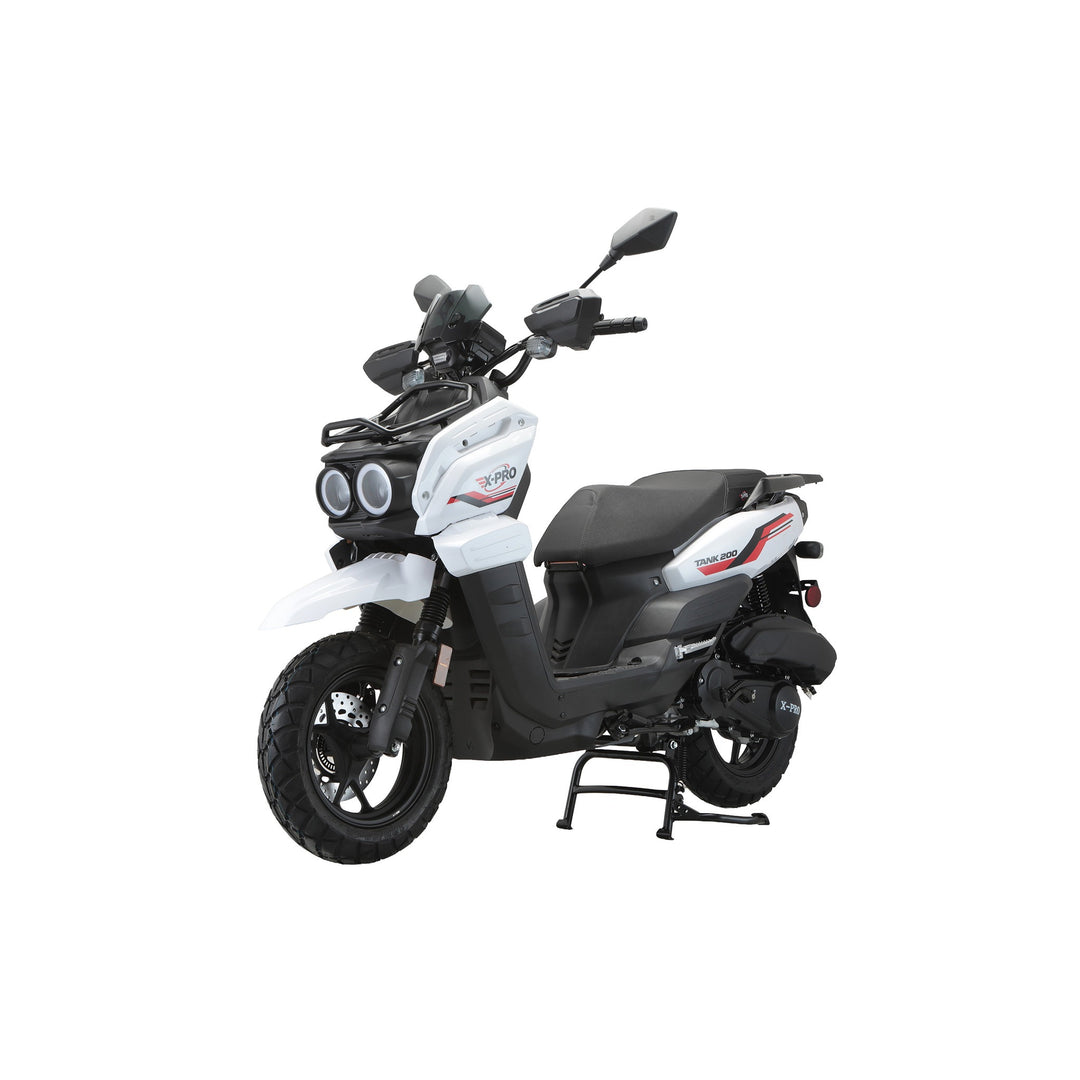 Free Shipping! X-PRO Tank 200 Moped Scooter with 12" Aluminum Wheels! Electric/Kick Start, LED Lights!