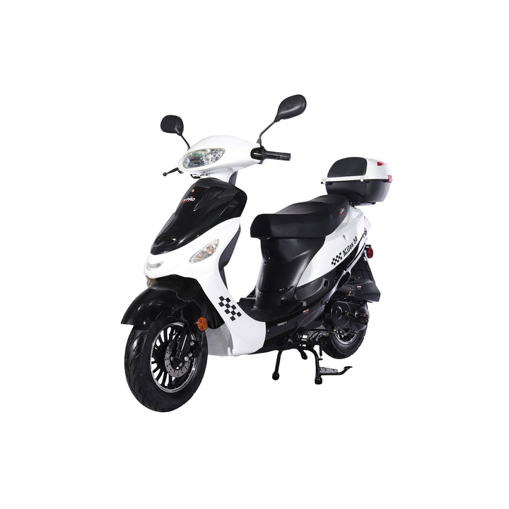 Free Shipping! X-PRO Milos 50cc Moped Scooter with 10in Aluminum Wheels, Rear Trunk, Electric/Kick Start! Large LED Headlight!