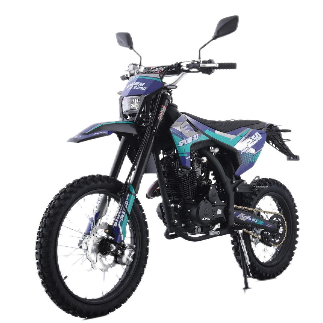 Free Shipping! X-PRO Storm DLX 250 Dirt Bike with All LED Lights and 5-Speed Manual Transmission, Electric/Kick Start! Big 19in/16in Wheels! Zongshen Brand Engine!