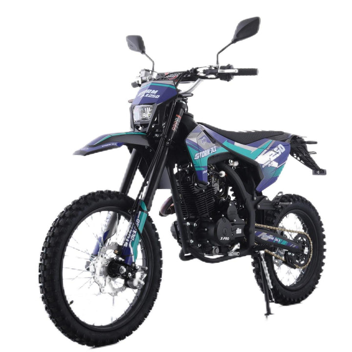 Free Shipping! X-PRO Storm DLX 250 Dirt Bike with All LED Lights and 5-Speed Manual Transmission, Electric/Kick Start! Big 19in/16in Wheels! Zongshen Brand Engine!