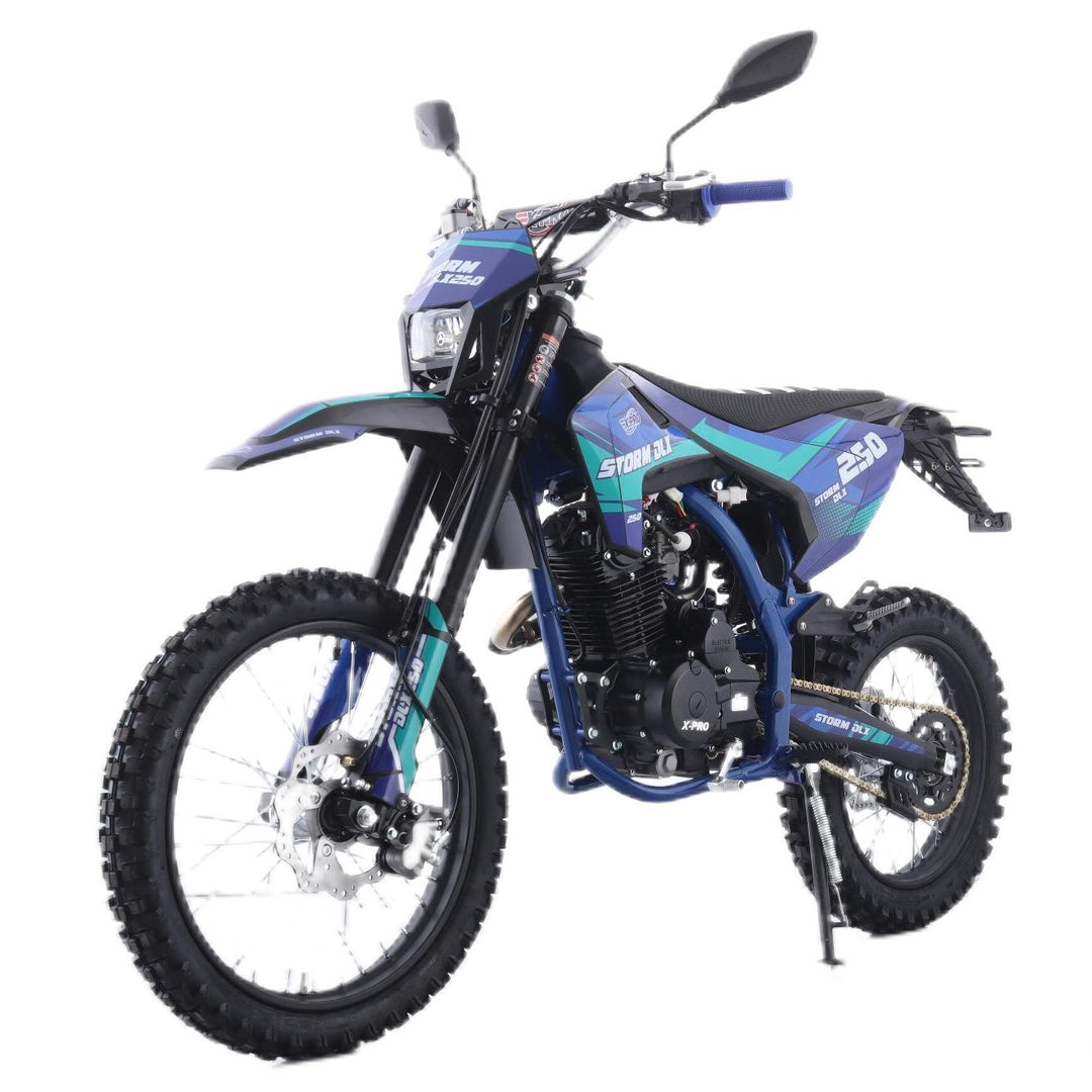 Free Shipping! X-PRO Storm DLX 250 Dirt Bike with All LED Lights and 5-Speed Manual Transmission, Electric/Kick Start! Big 19in/16in Wheels! Zongshen Brand Engine!