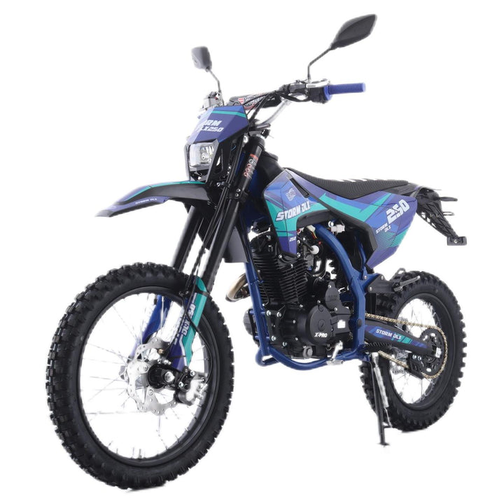 Free Shipping! X-PRO Storm DLX 250 Dirt Bike with All LED Lights and 5-Speed Manual Transmission, Electric/Kick Start! Big 19in/16in Wheels! Zongshen Brand Engine!