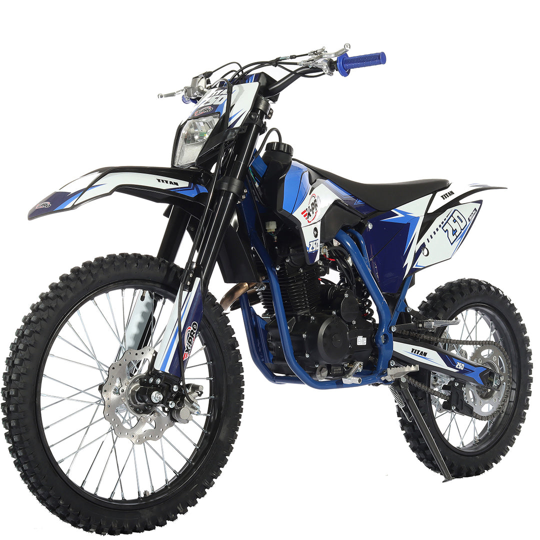 Free Shipping! X-PRO Titan 250cc Dirt Bike with LED Headlight, 5-Speed Manual Transmission, Electric/Kick Start! Big 21in/18in Wheels! Zongshen Brand Engine!