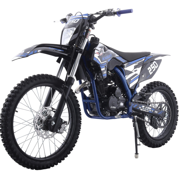 Free Shipping! X-PRO Knight 250 Dirt Bike with LED Headlight, 5-Speed Manual Transmission, Electric/Kick Start! Big 21in/18in Wheels! Zongshen Brand Engine!