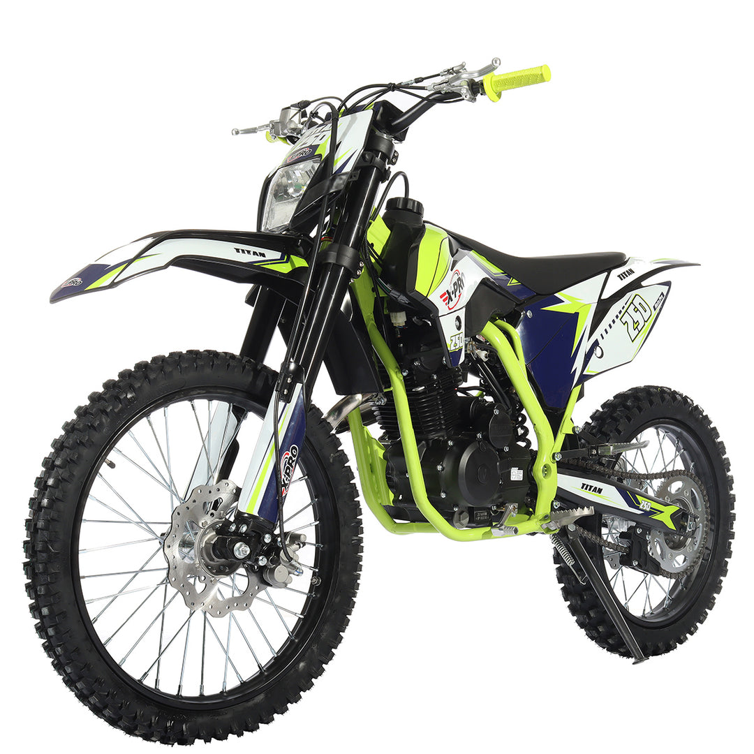 Free Shipping! X-PRO Titan 250cc Dirt Bike with LED Headlight, 5-Speed Manual Transmission, Electric/Kick Start! Big 21in/18in Wheels! Zongshen Brand Engine!