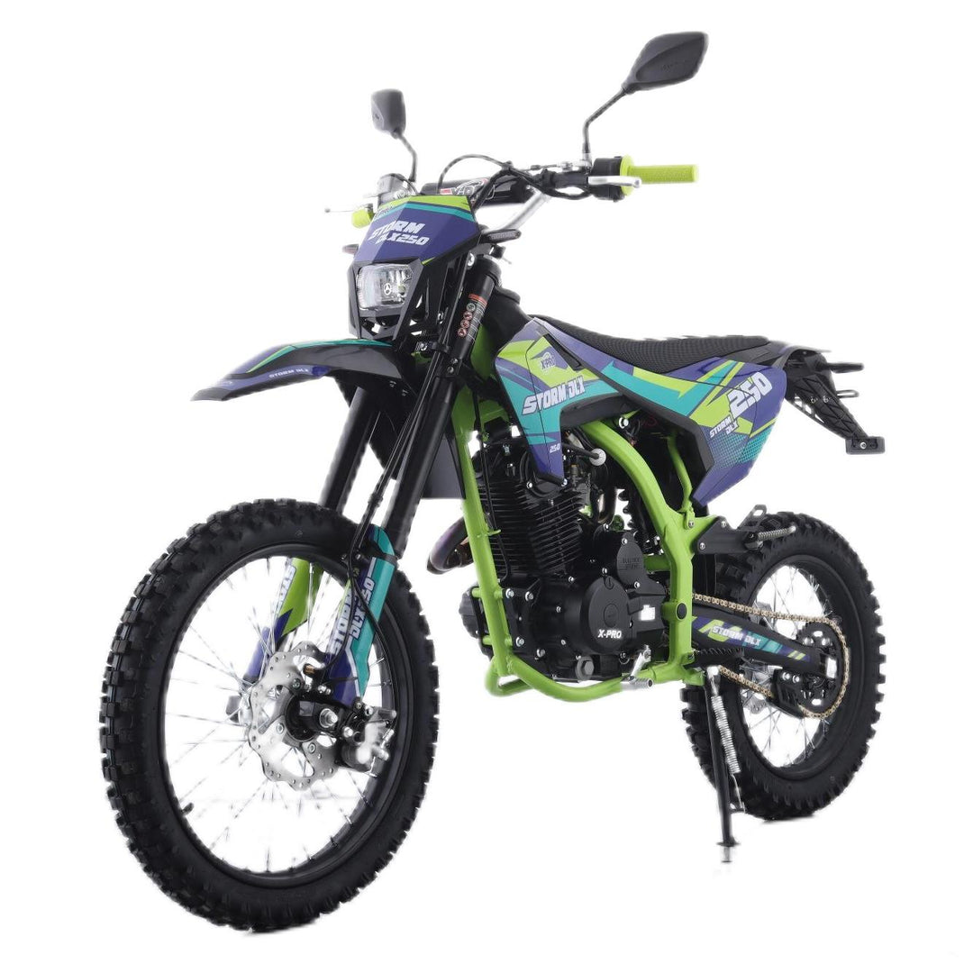 Free Shipping! X-PRO Storm DLX 250 Dirt Bike with All LED Lights and 5-Speed Manual Transmission, Electric/Kick Start! Big 19in/16in Wheels! Zongshen Brand Engine!