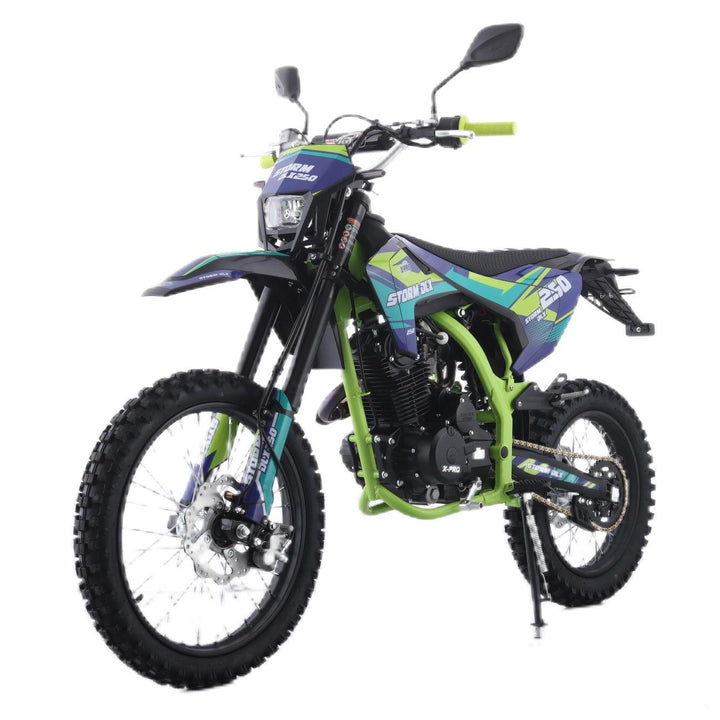 Free Shipping! X-PRO Storm DLX 250 Dirt Bike with All LED Lights and 5-Speed Manual Transmission, Electric/Kick Start! Big 19in/16in Wheels! Zongshen Brand Engine!