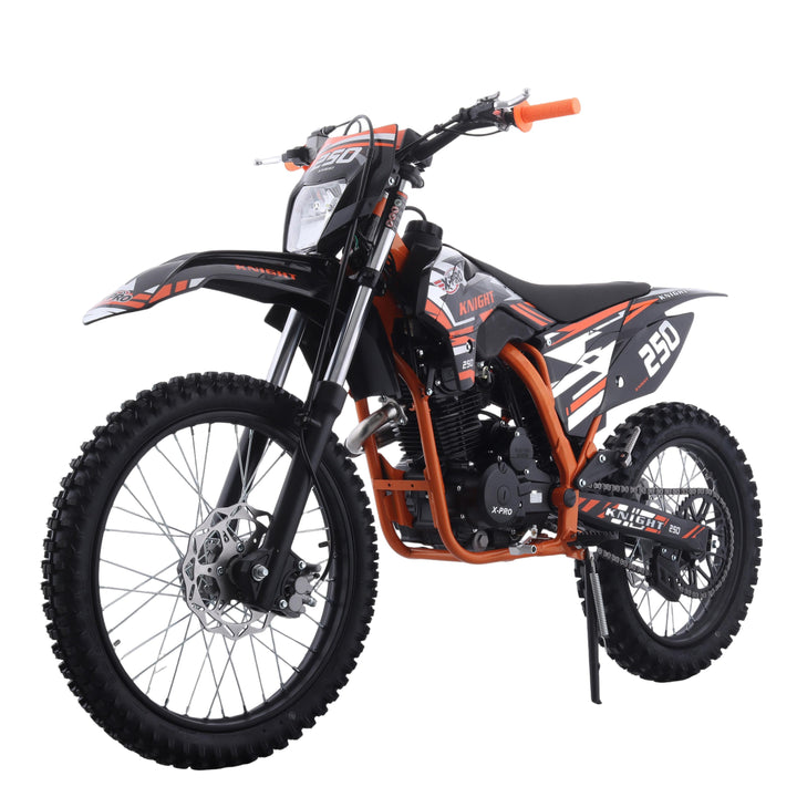 Free Shipping! X-PRO Knight 250 Dirt Bike with LED Headlight, 5-Speed Manual Transmission, Electric/Kick Start! Big 21in/18in Wheels! Zongshen Brand Engine!