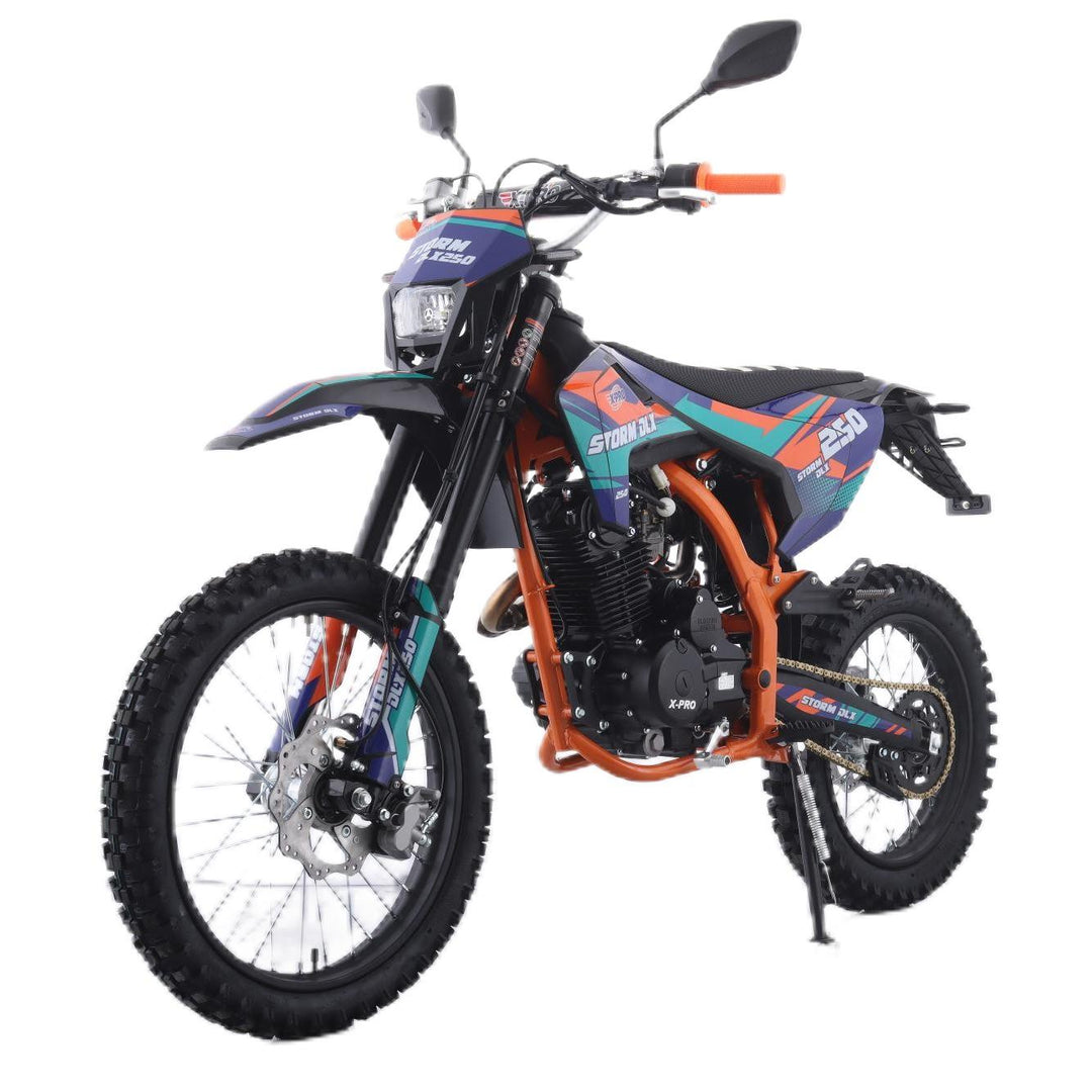 Free Shipping! X-PRO Storm DLX 250 Dirt Bike with All LED Lights and 5-Speed Manual Transmission, Electric/Kick Start! Big 19in/16in Wheels! Zongshen Brand Engine!