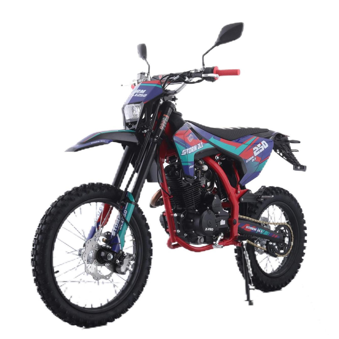 Free Shipping! X-PRO Storm DLX 250 Dirt Bike with All LED Lights and 5-Speed Manual Transmission, Electric/Kick Start! Big 19in/16in Wheels! Zongshen Brand Engine!