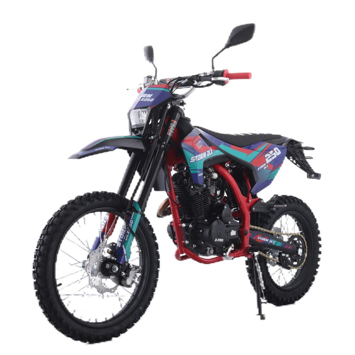 Free Shipping! X-PRO Storm DLX 250 Dirt Bike with All LED Lights and 5-Speed Manual Transmission, Electric/Kick Start! Big 19in/16in Wheels! Zongshen Brand Engine!
