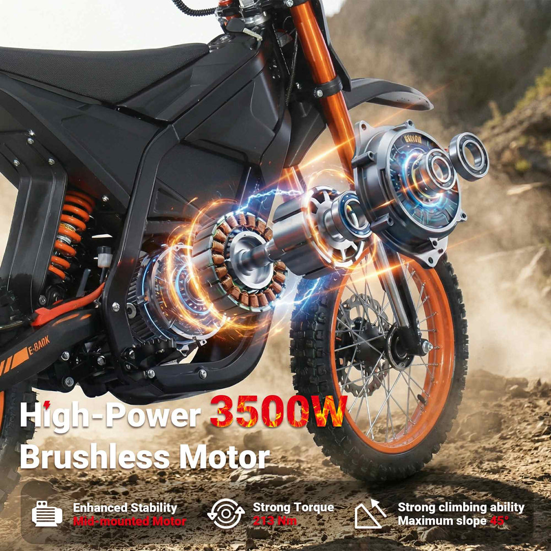 Free Shipping! X-PRO E-HAWK Electric Dirt Bike — 3500W Peak Mid-Drive Gearbox, 48V 23.5Ah, Up to 42+ MPH