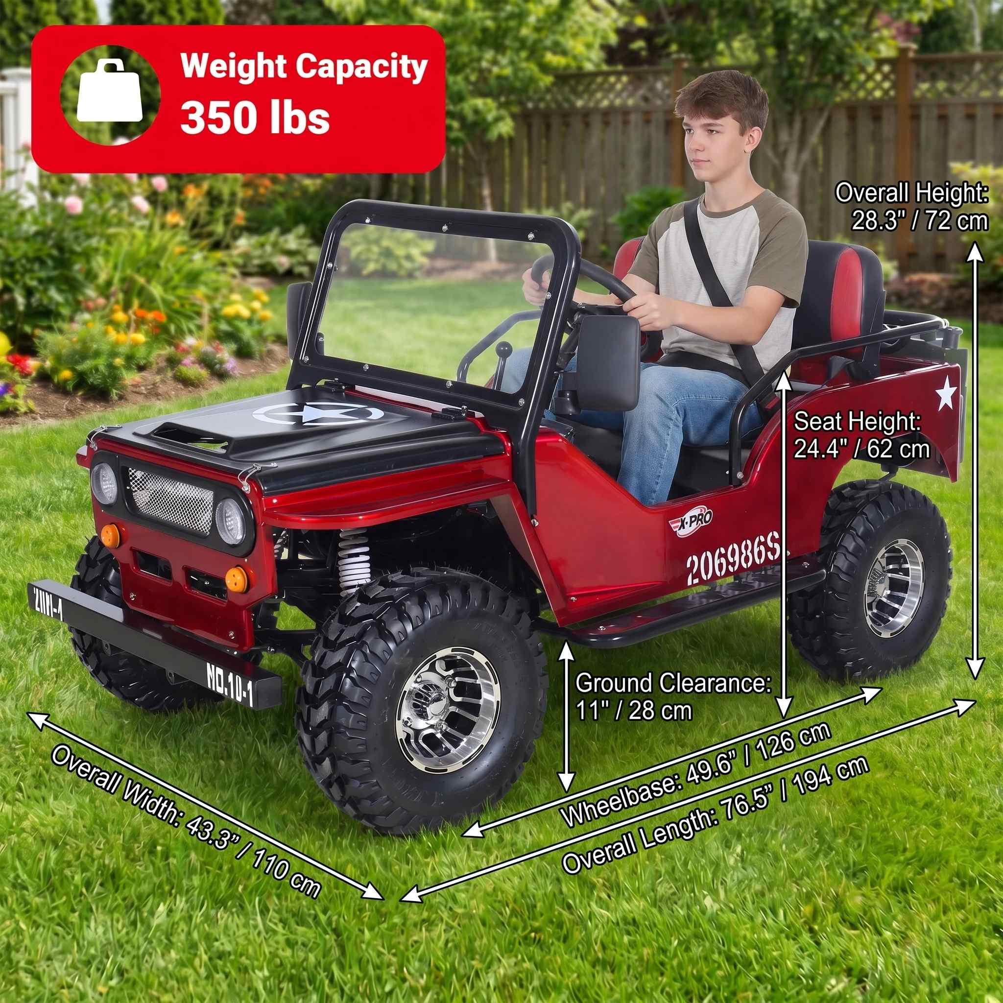 Free shipping! X-PRO Ranger 125 Mini Jeep Go Kart — 125cc Zongshen
