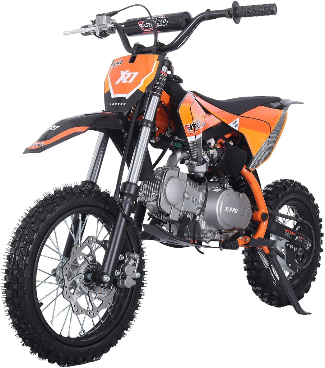Free Shipping! X-PRO X27 125cc Dirt Bike with 4-Speed Semi-Automatic Transmission, Kick Start, Big 14in/12in Tires! Zongshen Brand Engine!