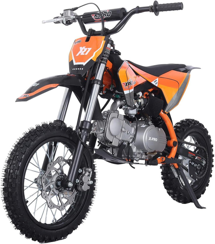 Free Shipping! X-PRO X27 125cc Dirt Bike with 4-Speed Semi-Automatic Transmission, Kick Start, Big 14in/12in Tires! Zongshen Brand Engine!