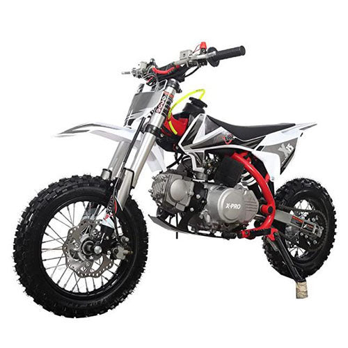 Free Shipping! X-PRO X15 110cc Dirt Bike with Semi-Automatic Transmission, Kick Start, Hydraulic Disc Brake! Chain Drive! 12in/10in Wheels!