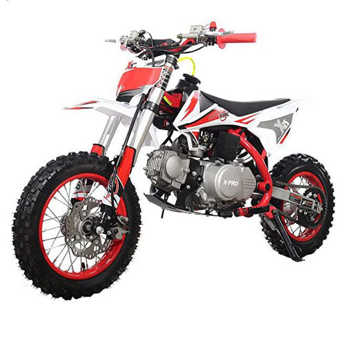 Free Shipping! X-PRO X15 110cc Dirt Bike with Semi-Automatic Transmission, Kick Start, Hydraulic Disc Brake! Chain Drive! 12in/10in Wheels!