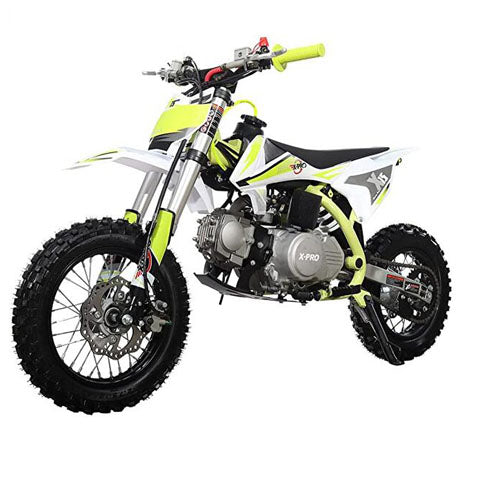 Free Shipping! X-PRO X15 110cc Dirt Bike with Semi-Automatic Transmission, Kick Start, Hydraulic Disc Brake! Chain Drive! 12in/10in Wheels!