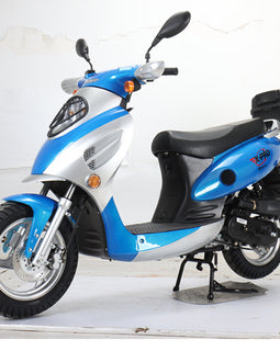 Free Shipping! X-PRO Oahu 50cc Moped Scooter with 12" Aluminum Wheels, Rear Trunk! Electric/Kick Start! Large Headlight!