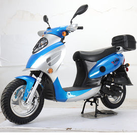 Free Shipping! X-PRO Oahu 50cc Moped Scooter with 12" Aluminum Wheels, Rear Trunk! Electric/Kick Start! Large Headlight! Assembled In Crate!