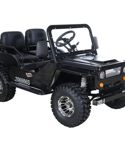 Free shipping! X-PRO 125cc Jeep Go Kart with 3-Speed Semi-Automatic Transmission w/Reverse, LED Headlights, With Windshield and Spare Tire, Big 18" Aluminium Rim Wheels!